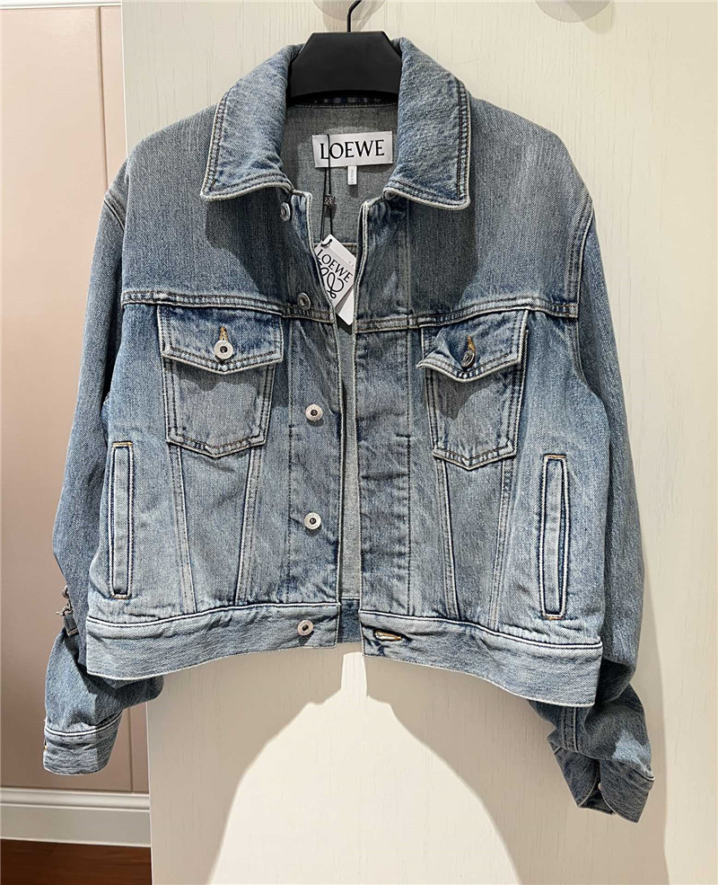 L0ew* vintage chain embellished denim jacket replica clothing