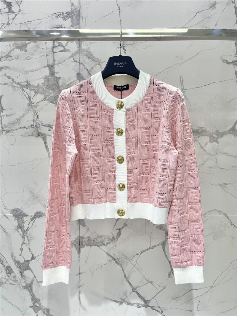 Balmain heart letter jacquard cardigan replicas clothes