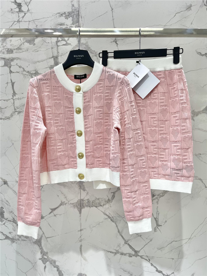 Balmain heart letter jacquard cardigan replicas clothes