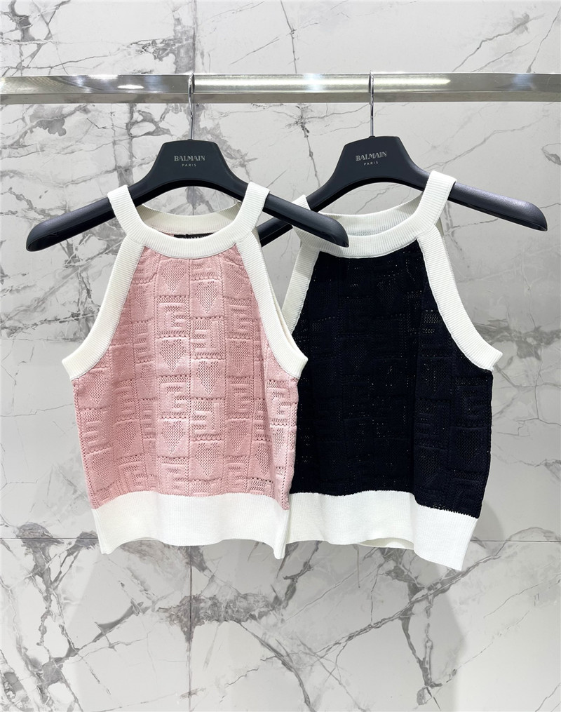 Balmain knitted jacquard hollow sleeveless vest replica clothes