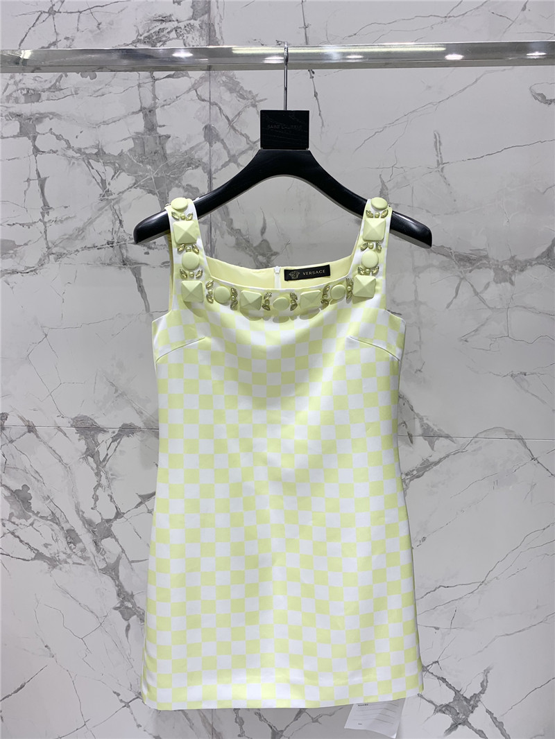 Versace fluorescent green plaid skirt replicas clothes