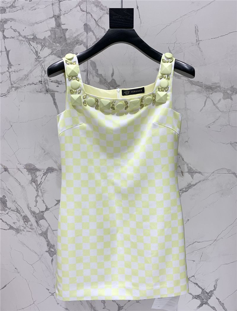 Versace fluorescent green plaid skirt replicas clothes