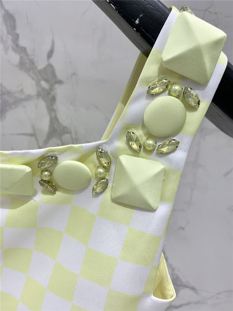 Versace fluorescent green plaid skirt replicas clothes