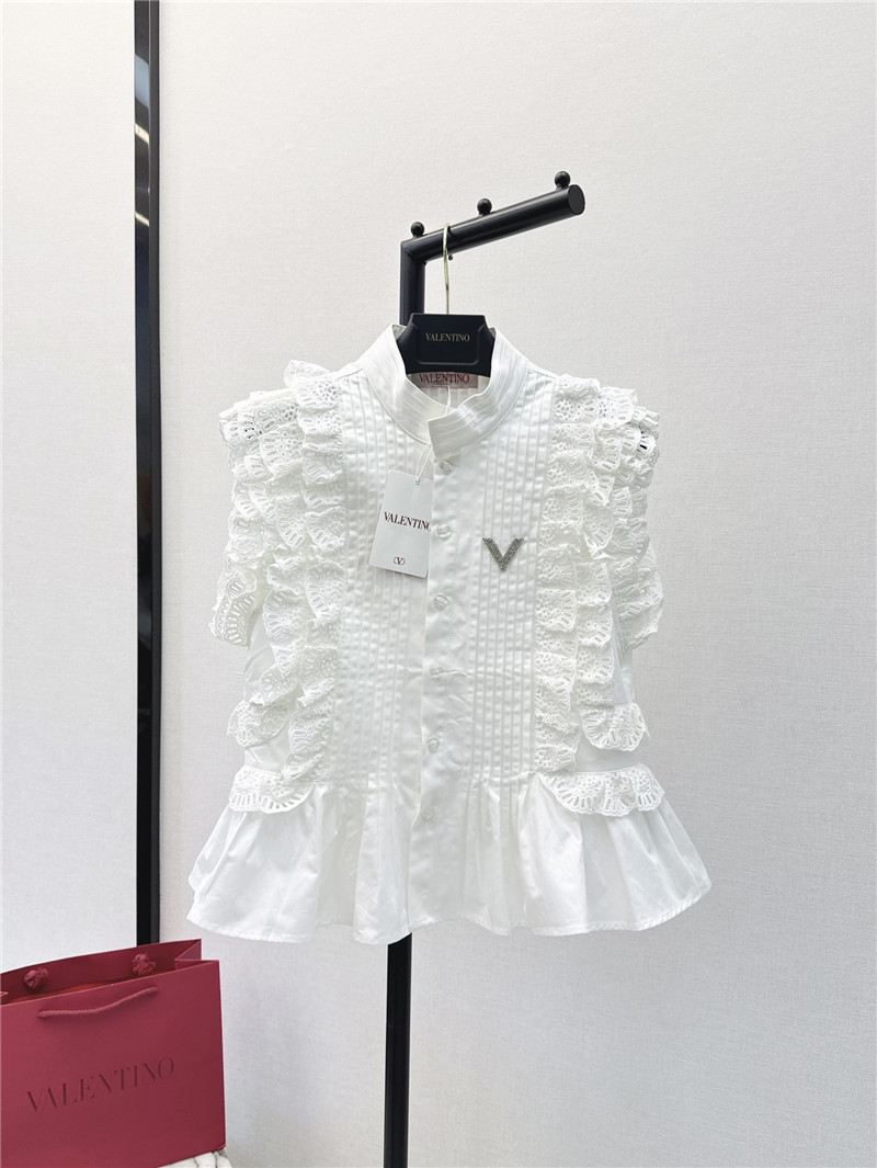 Va1e*ntin0 hollow lace flower patchwork shirt replica clothing sites