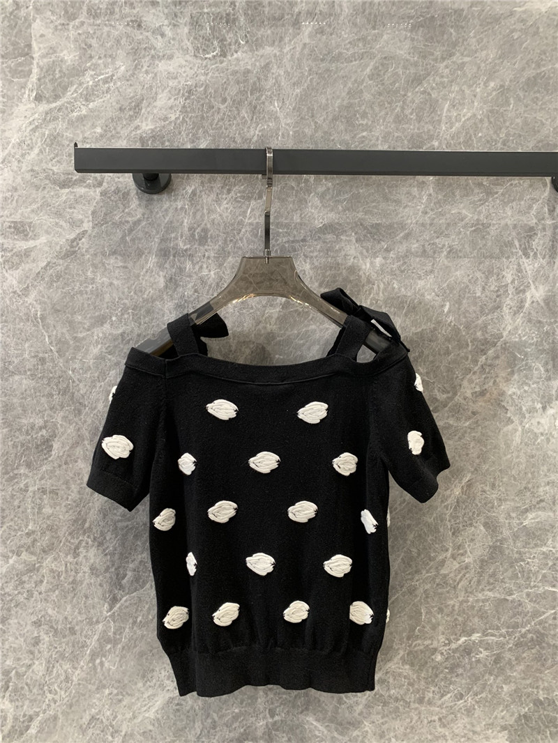 Ch**el off-the-shoulder strappy knit top replica clothes