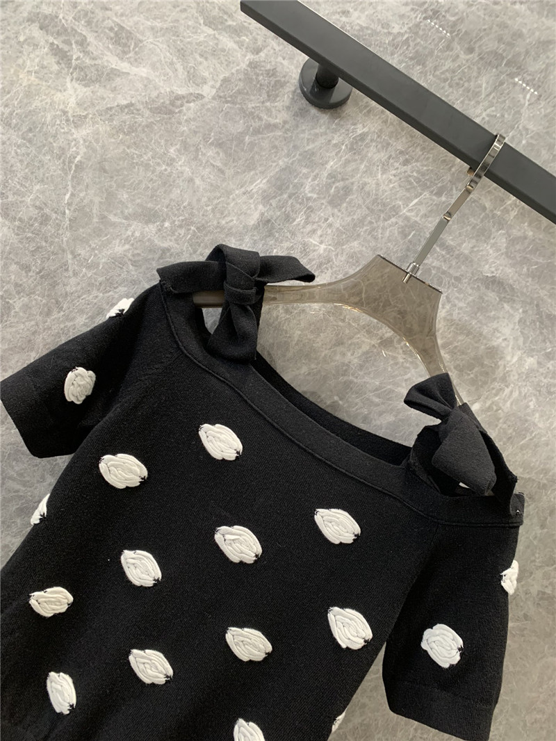 Ch**el off-the-shoulder strappy knit top replica clothes