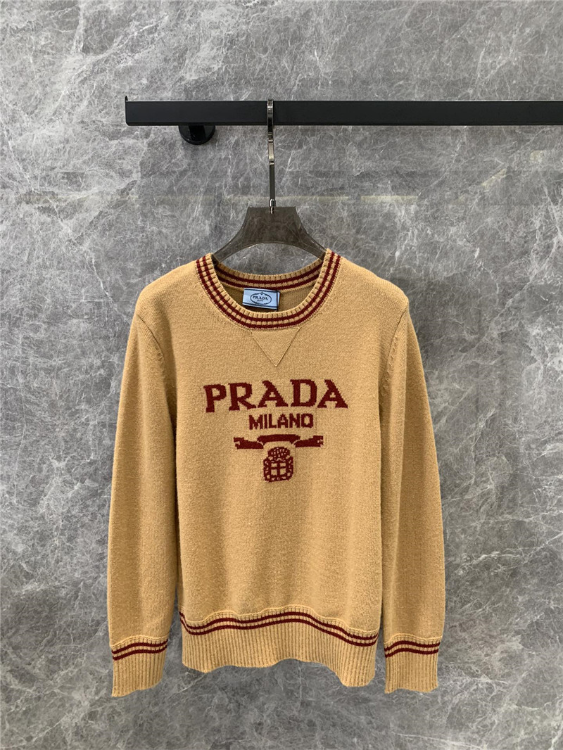 Pra*a knitted round neck pullover sweater replicas clothes