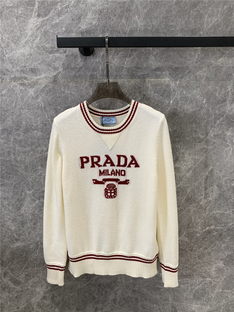 Pra*a knitted round neck pullover sweater replicas clothes