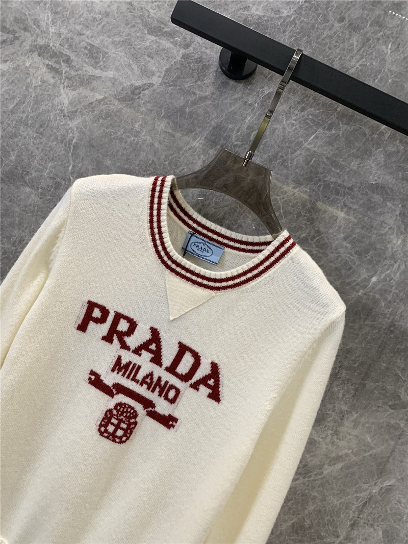 Pra*a knitted round neck pullover sweater replicas clothes