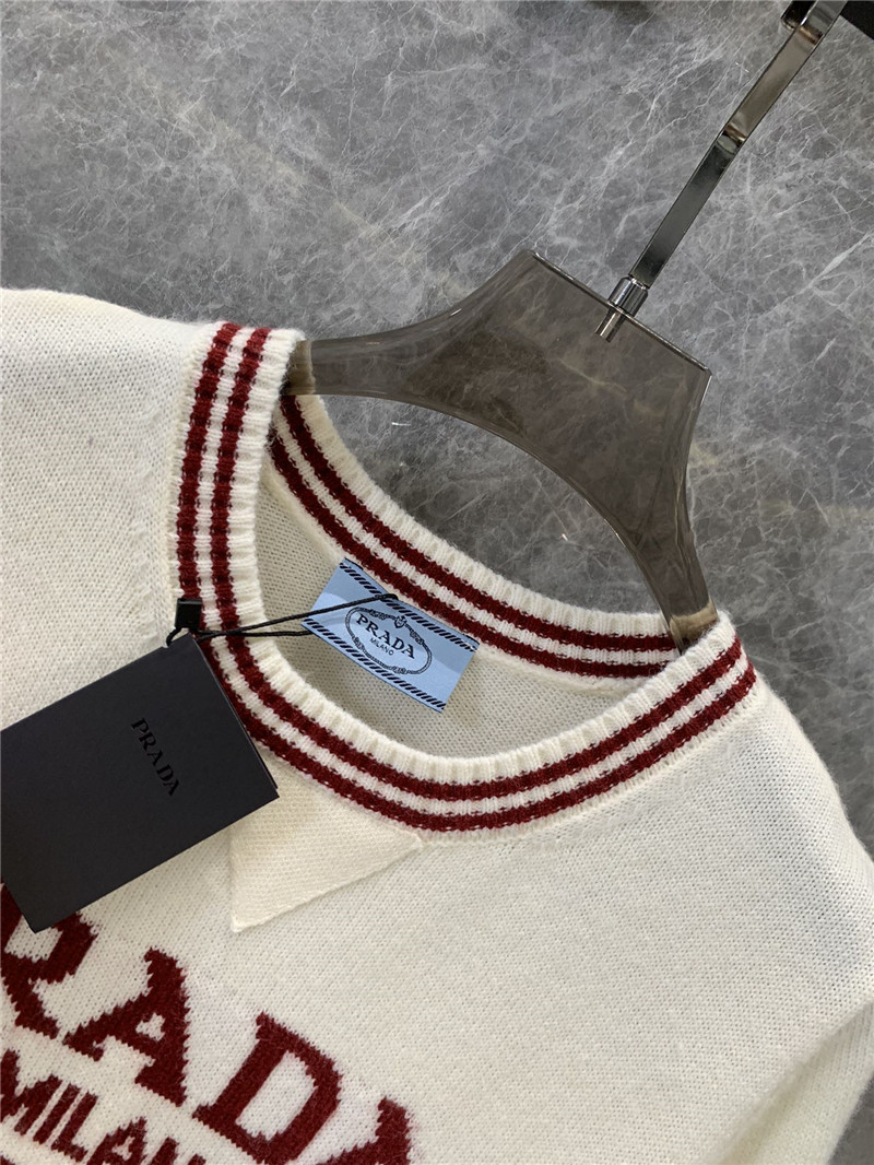 Pra*a knitted round neck pullover sweater replicas clothes