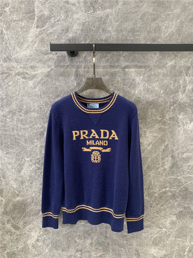 Pra*a knitted round neck pullover sweater replicas clothes