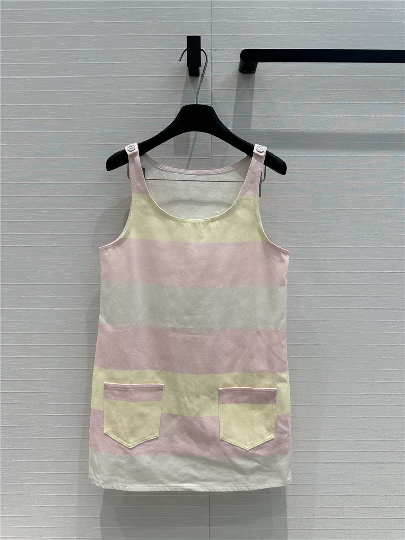 Ch**el contrast color stripe vest dress replica d&g clothing