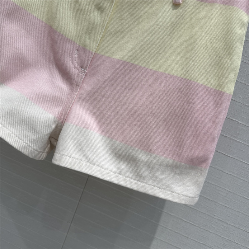 Ch**el contrast color striped denim shorts replica clothes