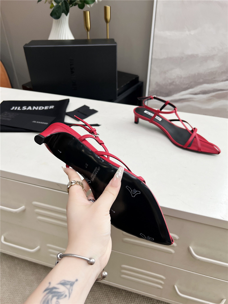 Jil Sander High Sandals in Red & Black Leather