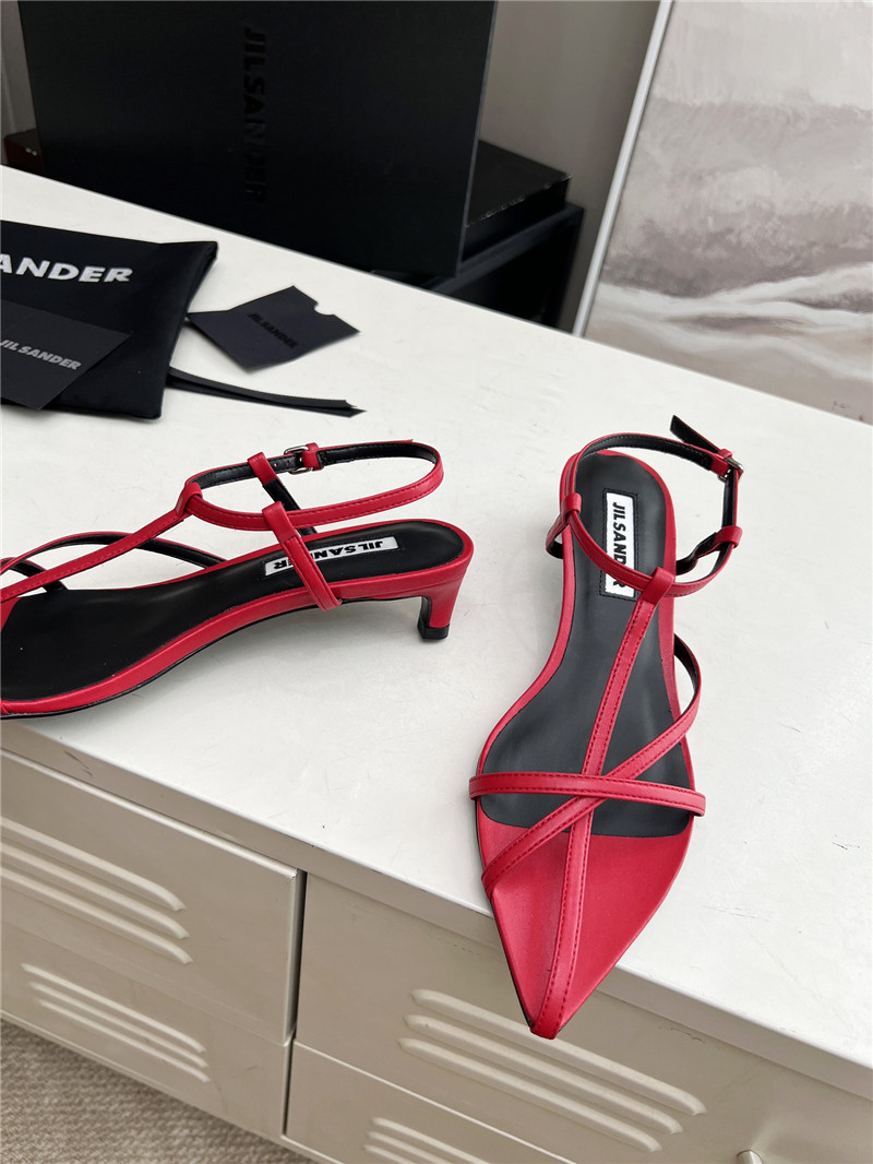 Jil Sander High Sandals in Red & Black Leather
