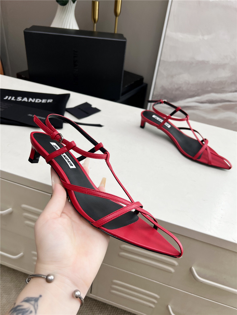 Jil Sander High Sandals in Red & Black Leather