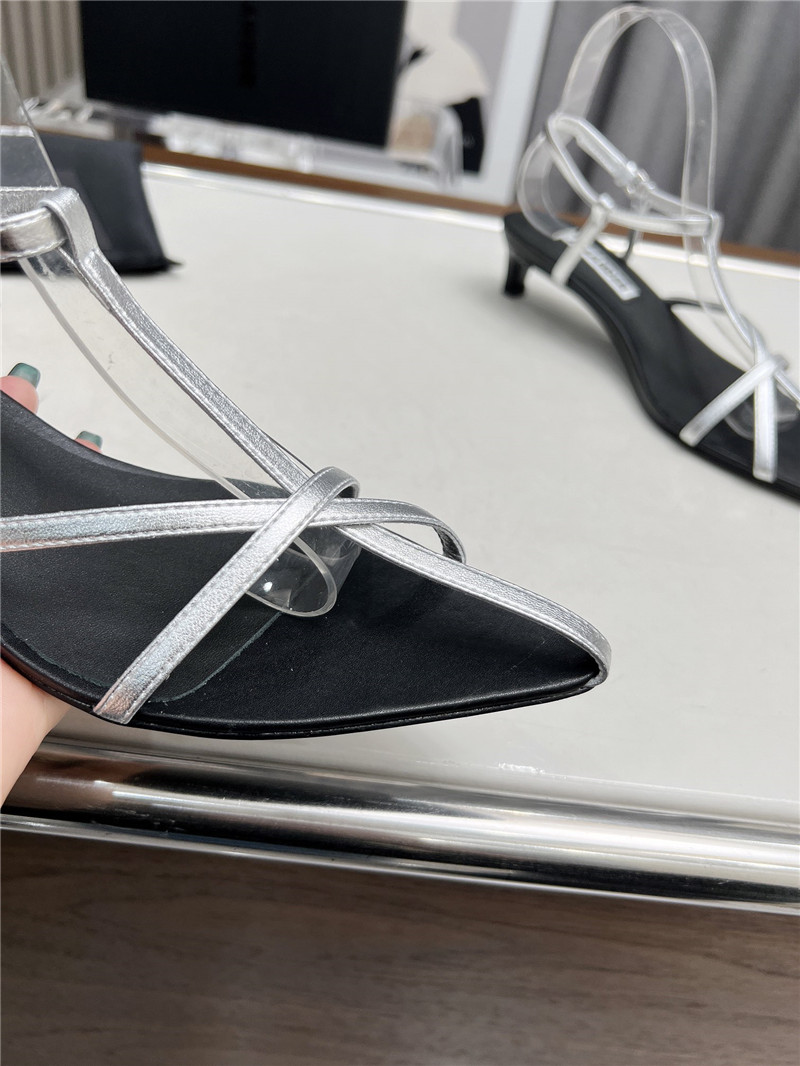 Jil Sander High Sandals in Silver & Black Leather