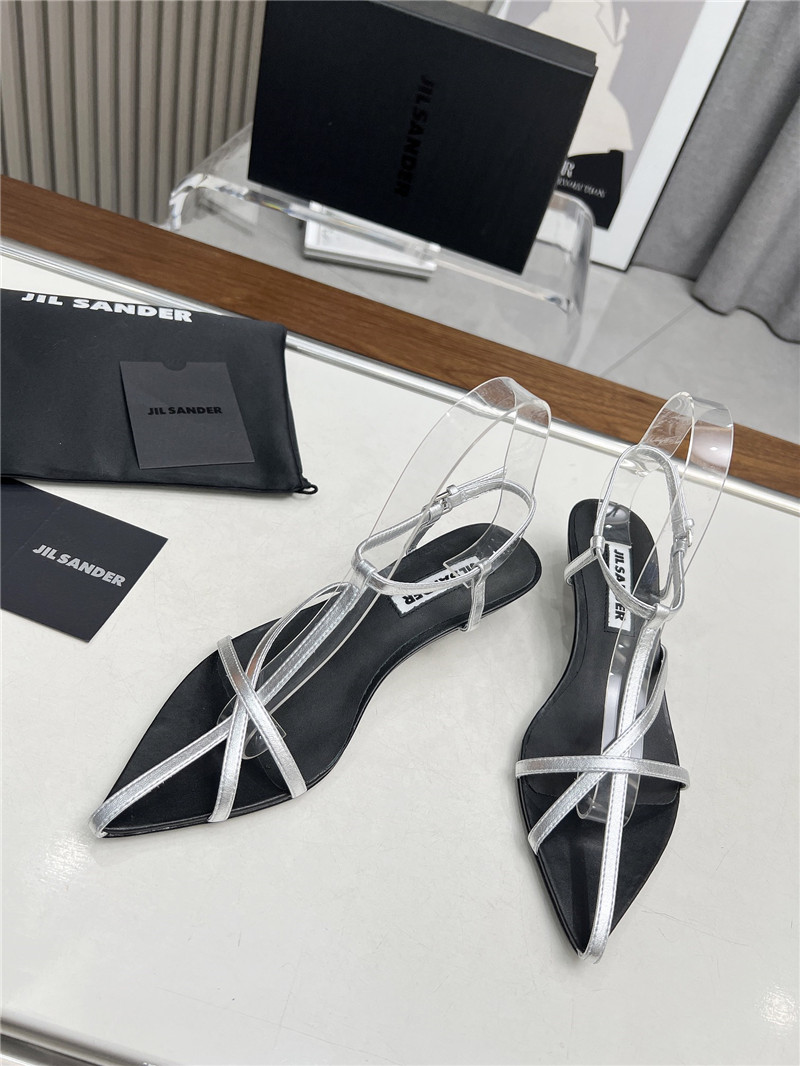 Jil Sander High Sandals in Silver & Black Leather
