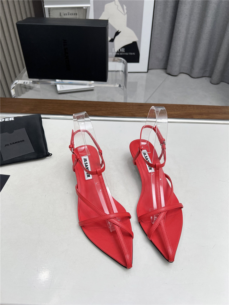 Jil Sander High Sandals in Red Goat Leather