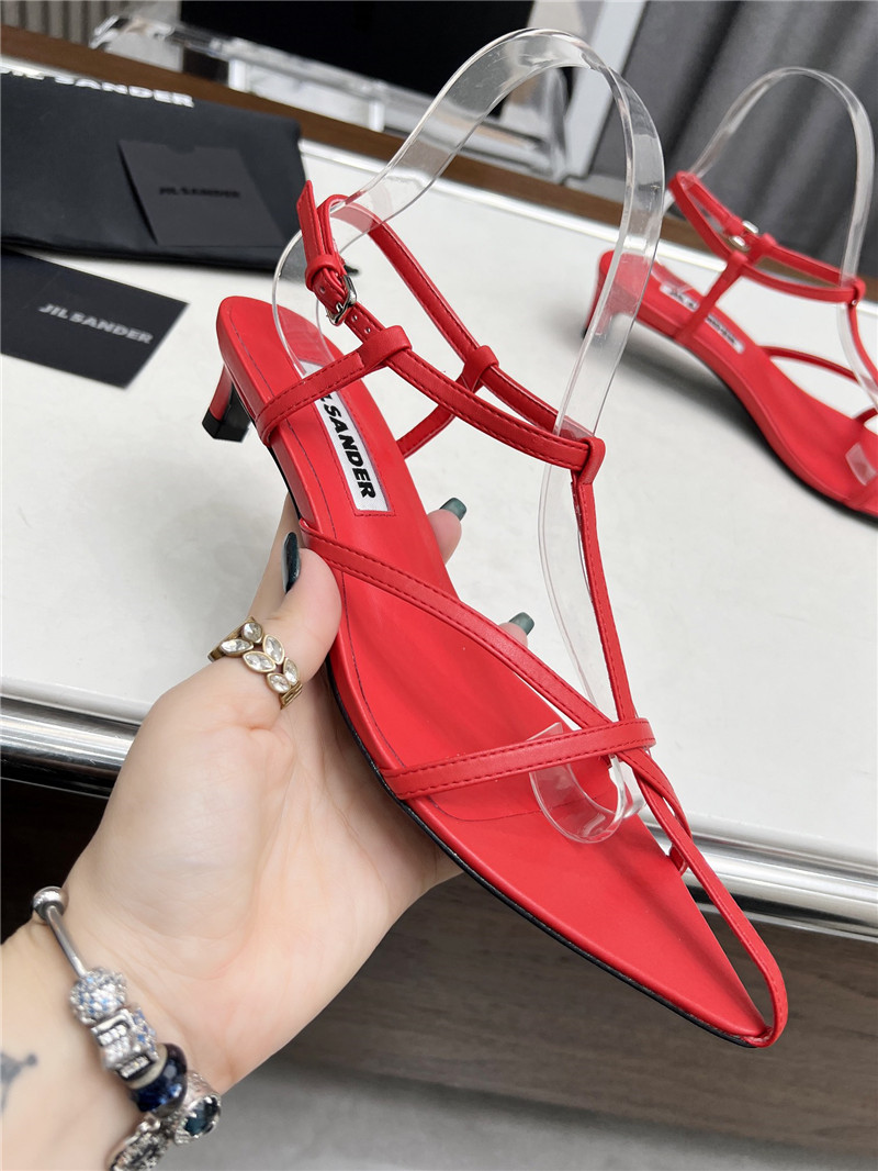 Jil Sander High Sandals in Red Goat Leather