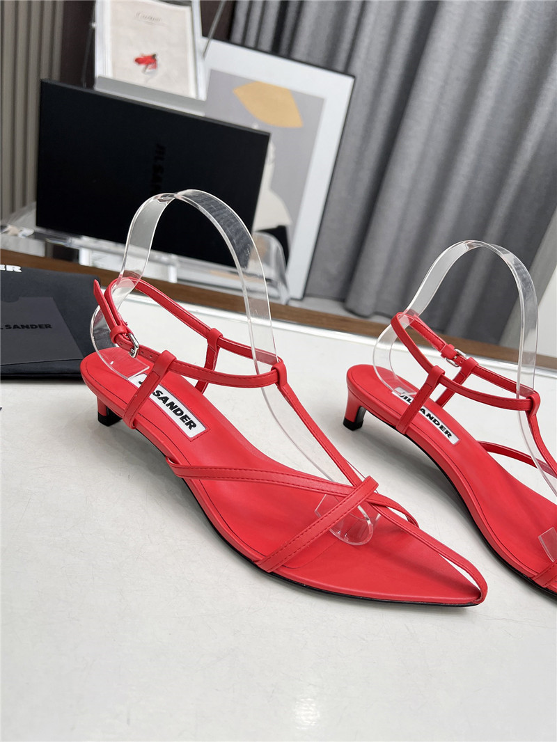 Jil Sander High Sandals in Red Goat Leather