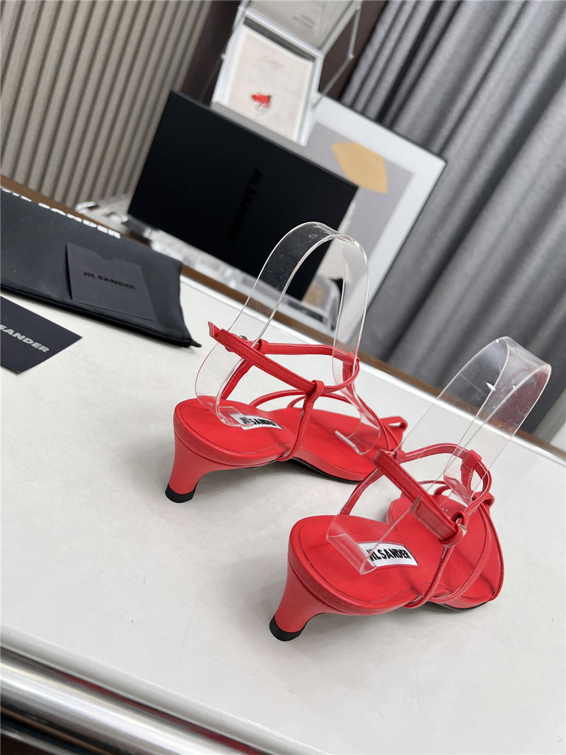 Jil Sander High Sandals in Red Goat Leather