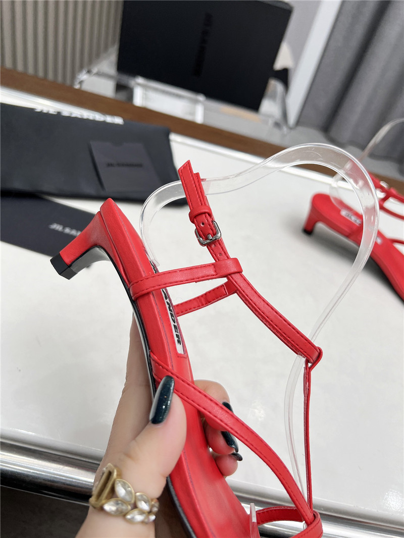 Jil Sander High Sandals in Red Goat Leather