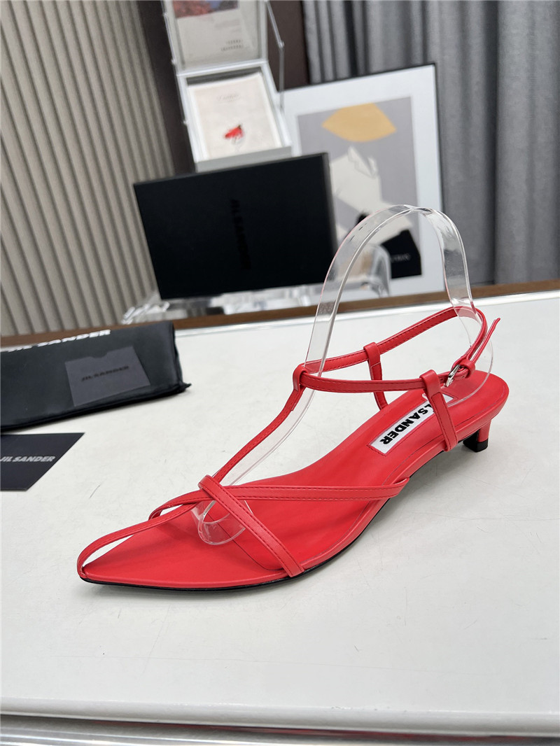 Jil Sander High Sandals in Red Goat Leather