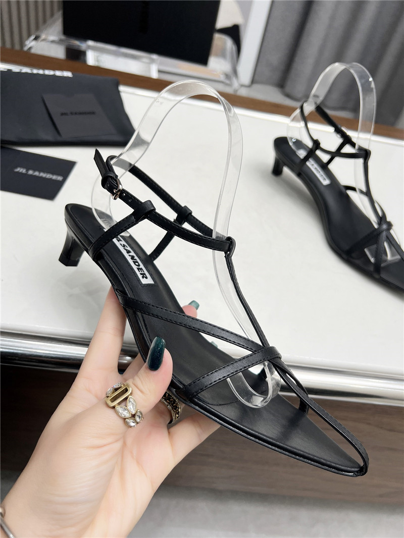 Jil Sander High Sandals in Black Goat Leather