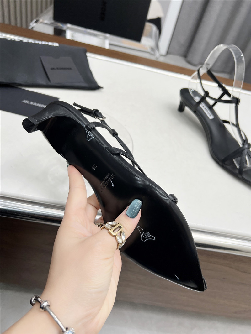 Jil Sander High Sandals in Black Goat Leather