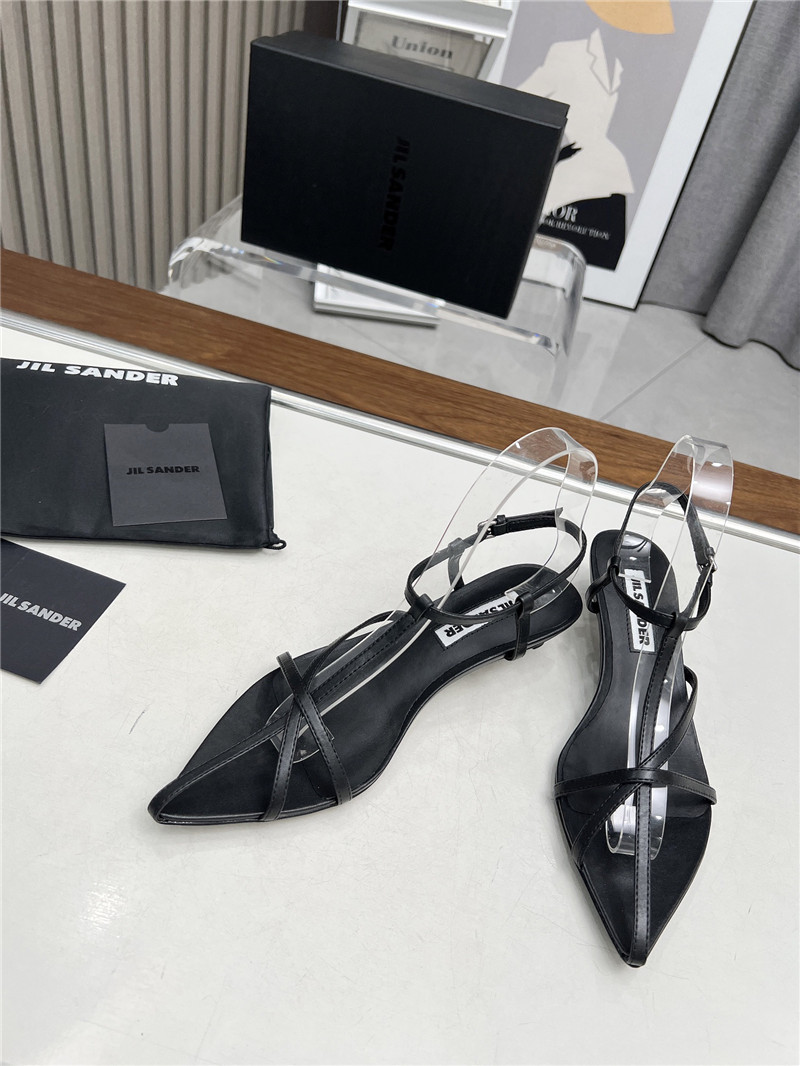 Jil Sander High Sandals in Black Goat Leather