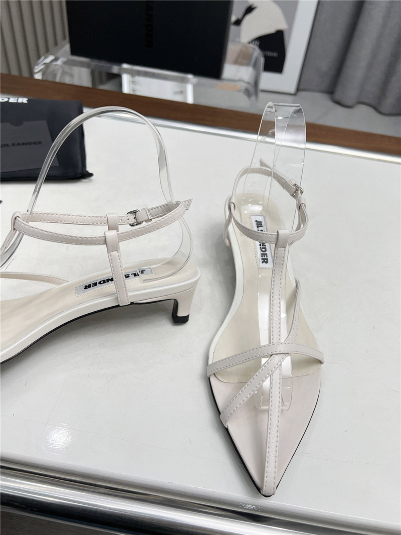 Jil Sander Ivory Calfskin Pointed Flat Sandals