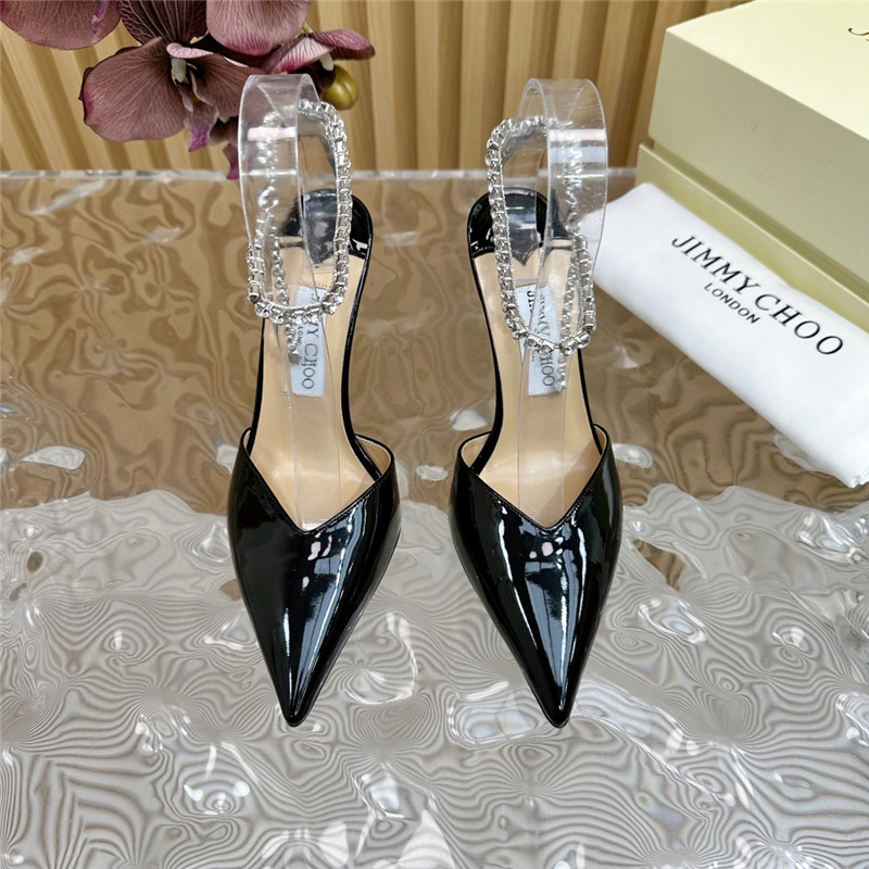 J1m*y Ch00 saeda 100 pumps with crystals in black leather