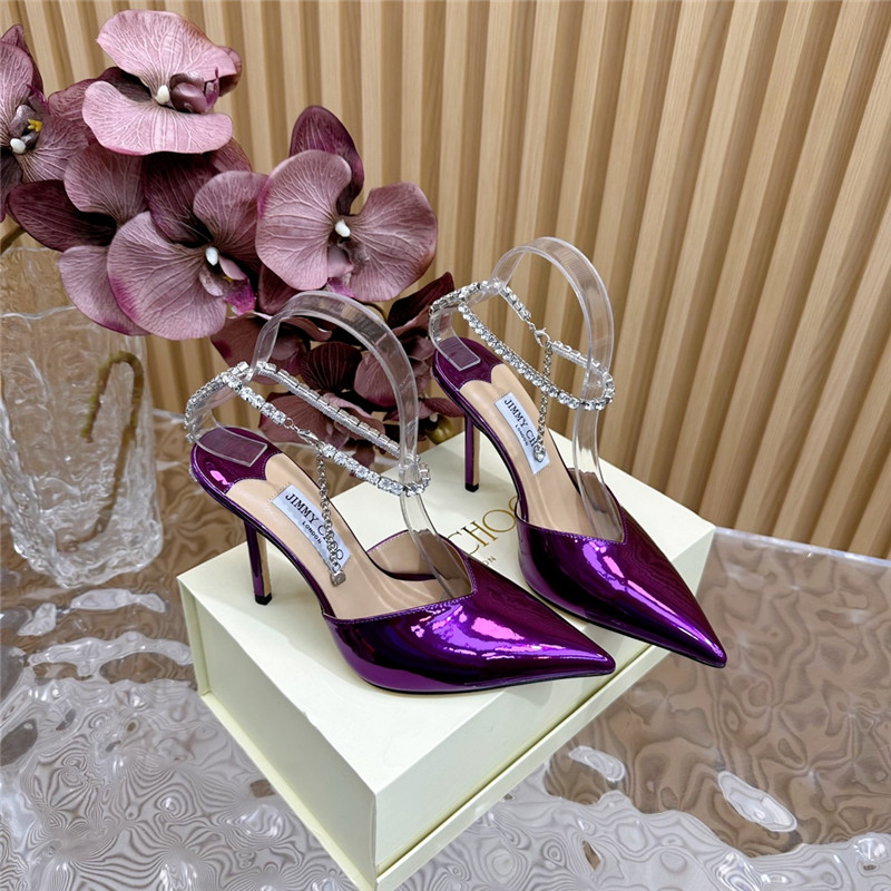 J1m*y Ch00 saeda 100 pumps with crystal in purple leather