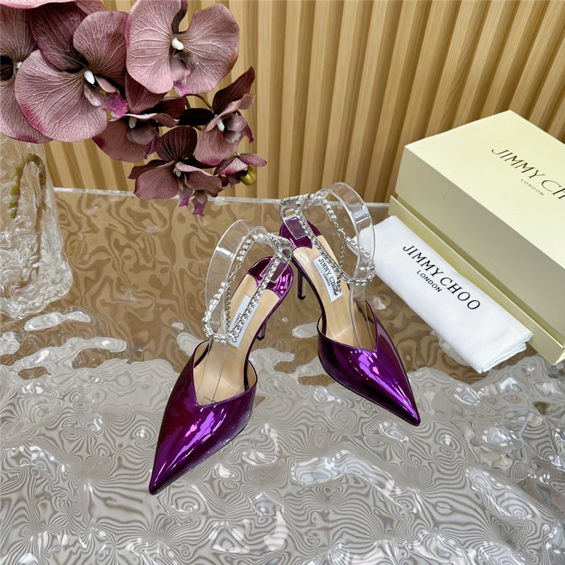 J1m*y Ch00 saeda 100 pumps with crystal in purple leather