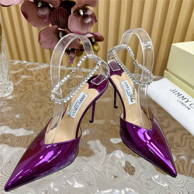 J1m*y Ch00 saeda 100 pumps with crystal in purple leather