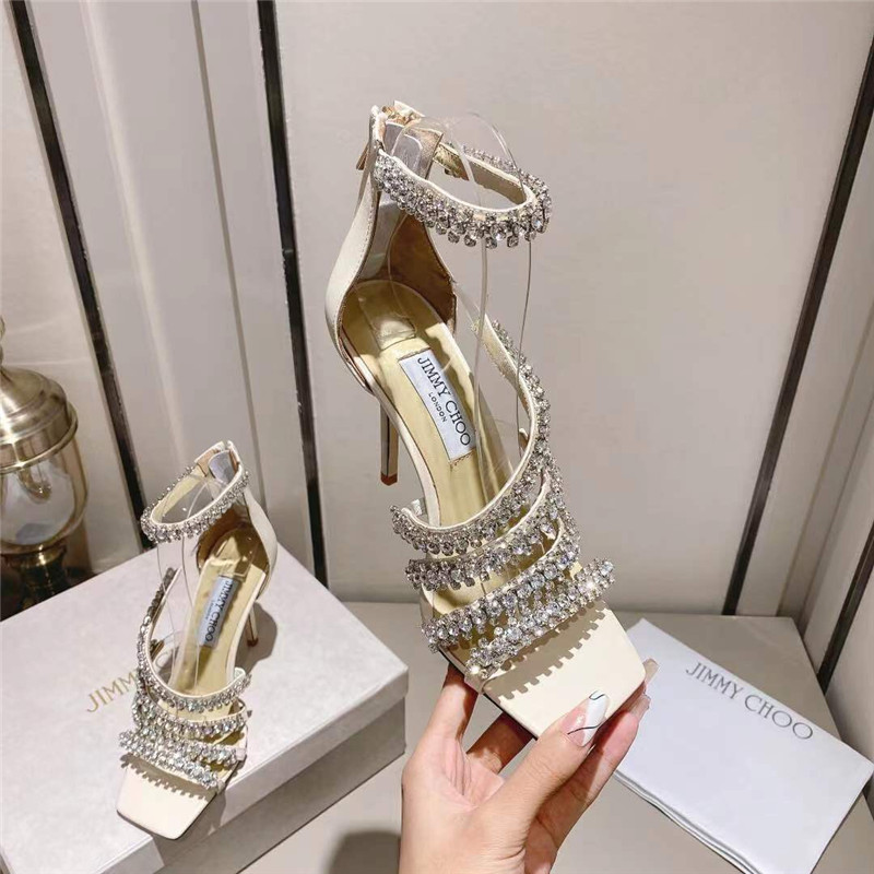 J1m*y Ch00 josefine 100 latte nappa sandals with crystal