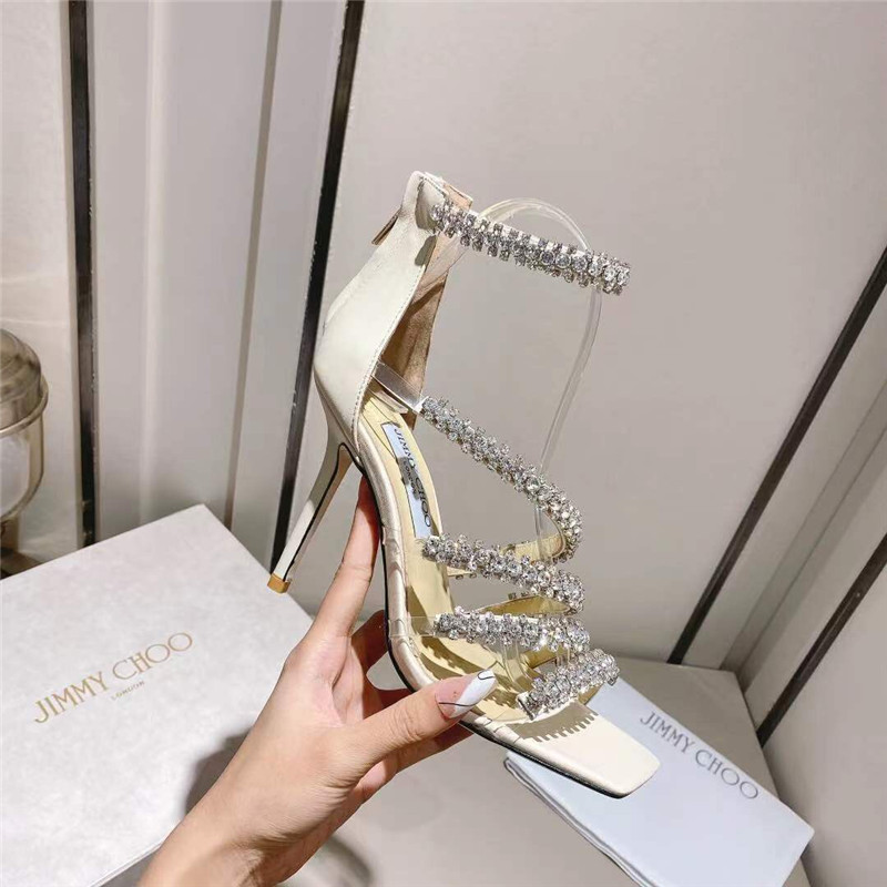 J1m*y Ch00 josefine 100 latte nappa sandals with crystal