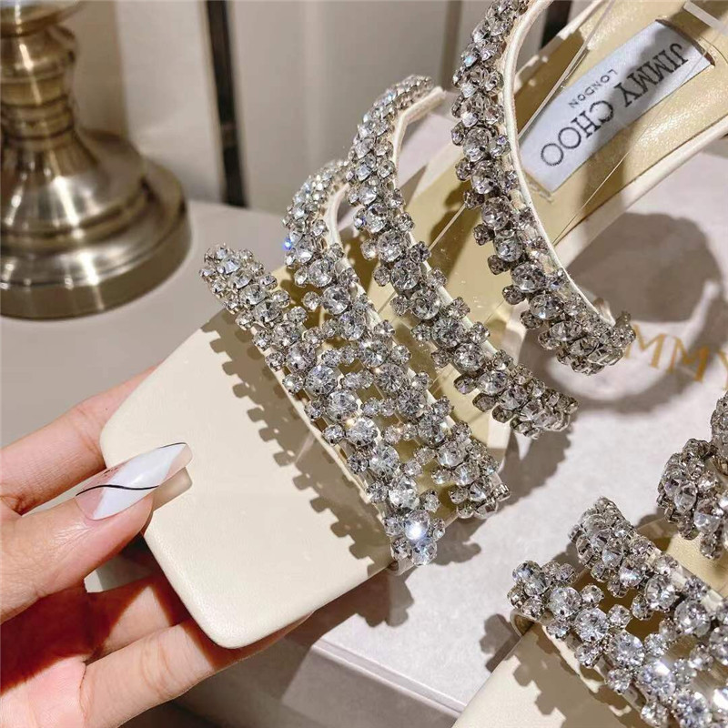 J1m*y Ch00 josefine 100 latte nappa sandals with crystal