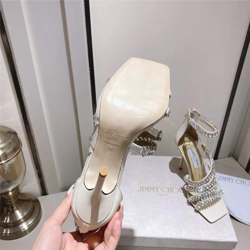 J1m*y Ch00 josefine 100 latte nappa sandals with crystal