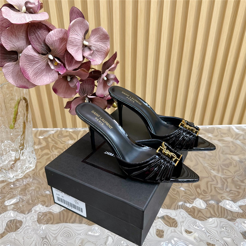 Sa1nt Lau*nt babylone mules in black patent leather