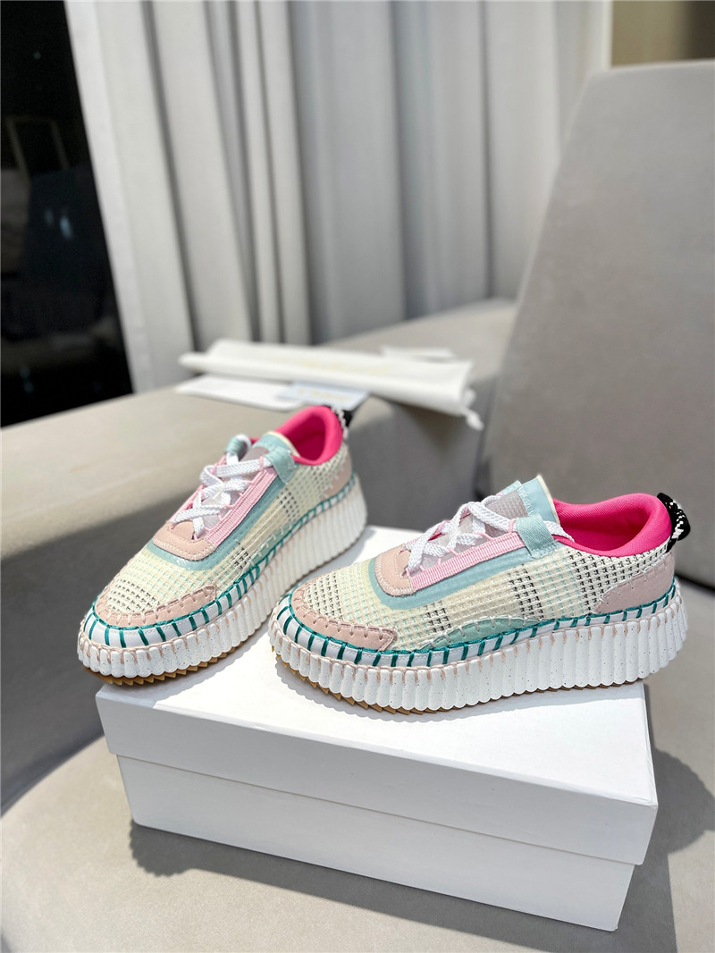 Chloé Lace-Up Rainbow Sneakers Pink