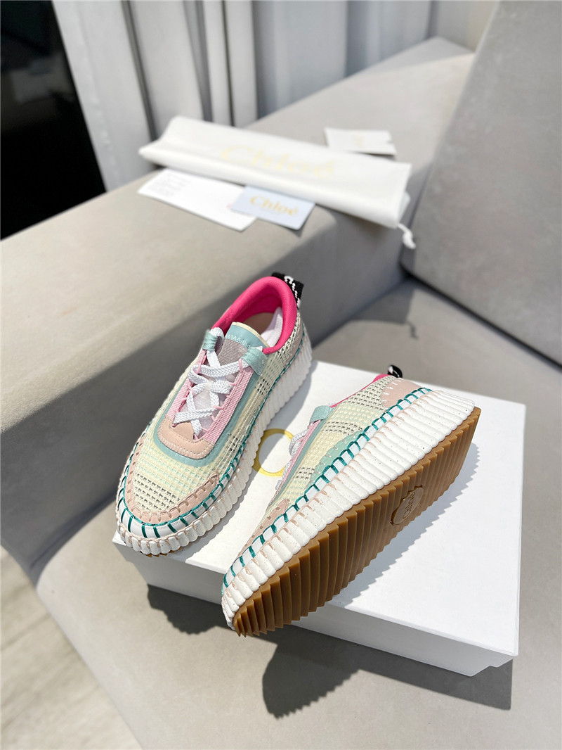 Chloé Lace-Up Rainbow Sneakers Pink