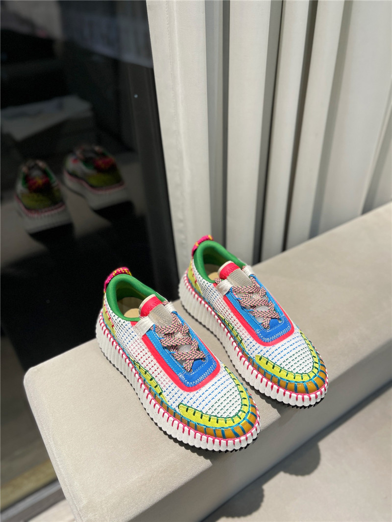 Chloé Lace-Up Rainbow Sneakers Green