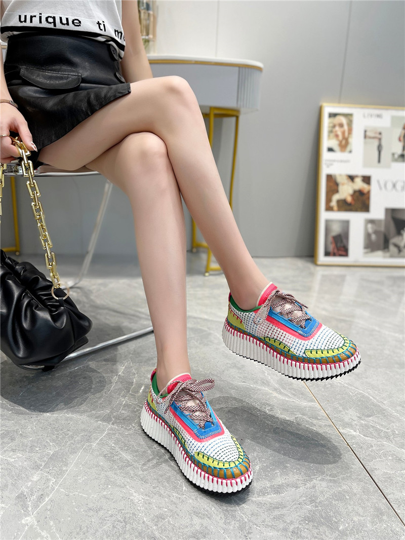 Chloé Lace-Up Rainbow Sneakers Green