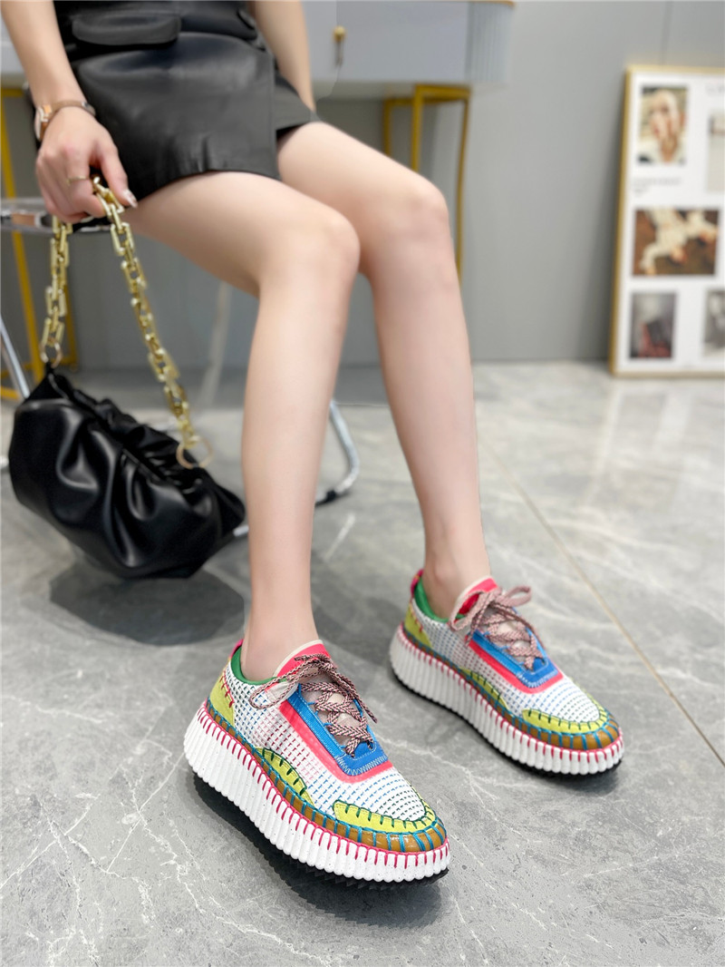 Chloé Lace-Up Rainbow Sneakers Green