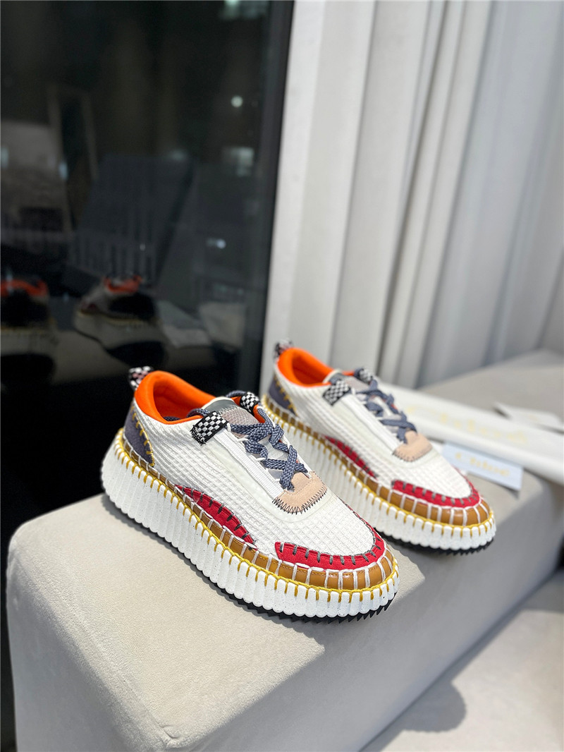 Chloé Lace-Up Rainbow Sneakers Orange