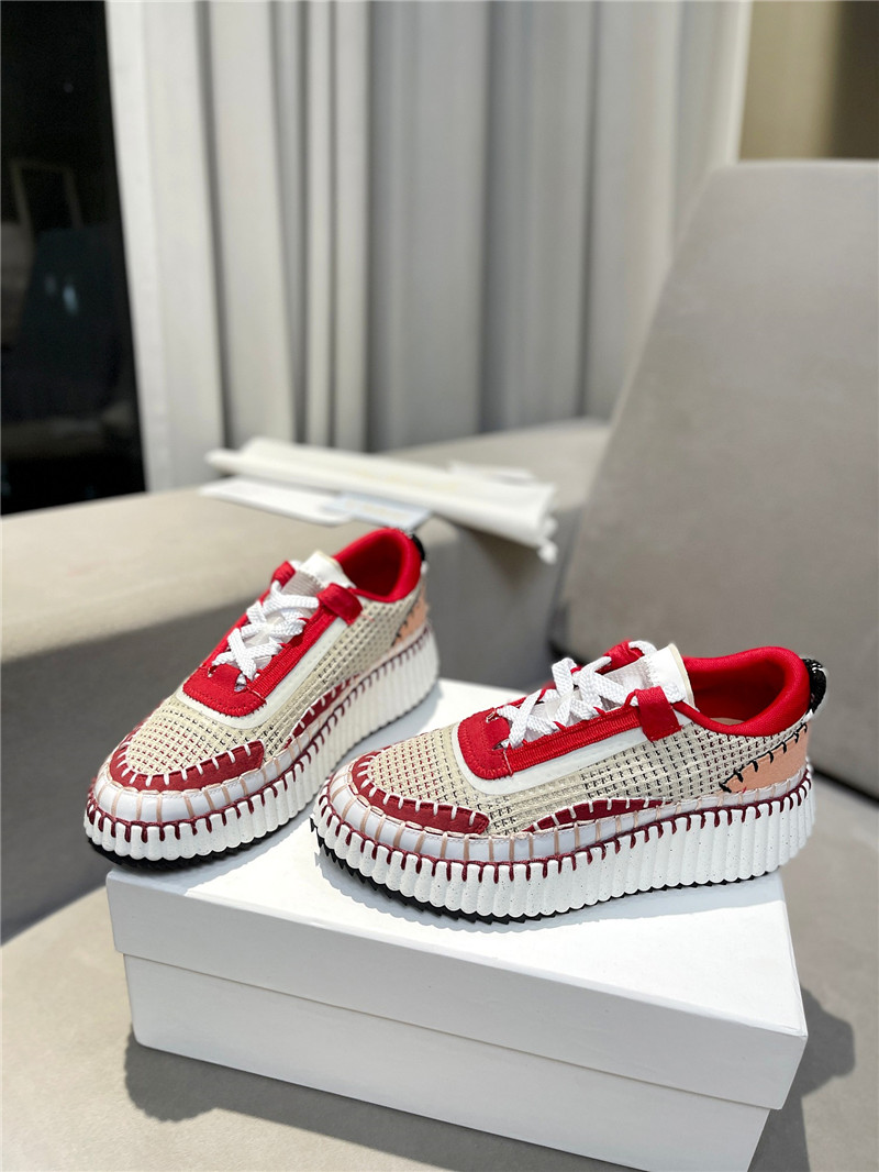 Chloé Lace-Up Rainbow Sneakers Red