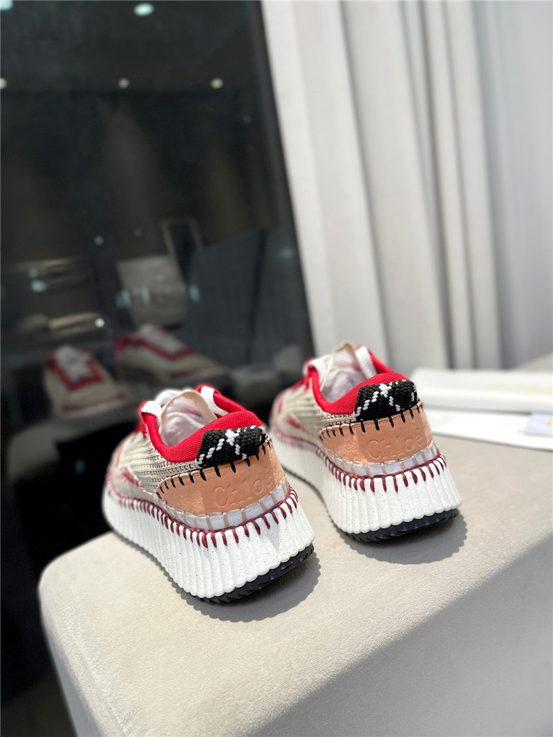 Chloé Lace-Up Rainbow Sneakers Red