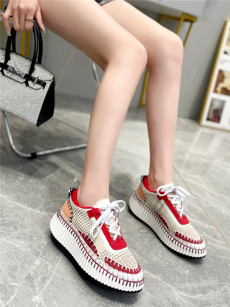 Chloé Lace-Up Rainbow Sneakers Red